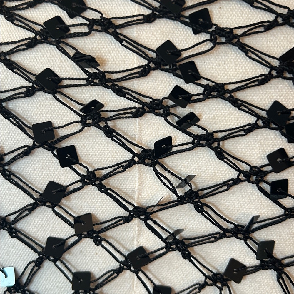 Black Fringe Crochet Shawl Wrap one size - Picture 5 of 5